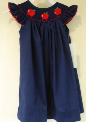 NWT Southern Sunshine Smocked Apples Bishop Dress Girl's Size 12 Months - Image 1 of 2