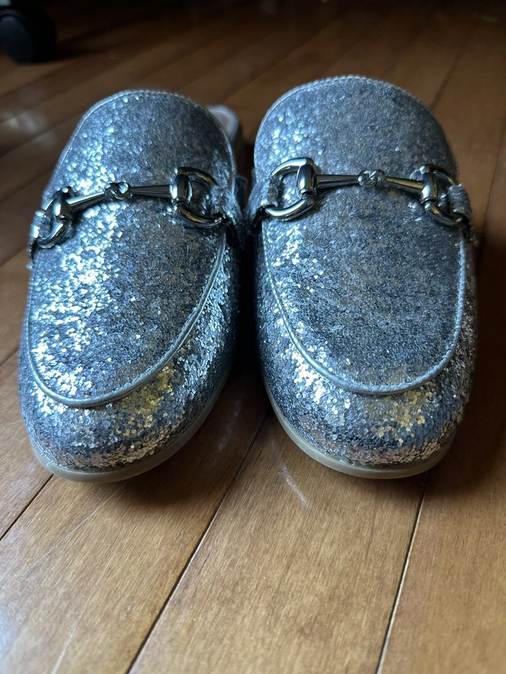 BCBGenerational Zorie Bit Silver Glitter Mules Size 9 - Image 1 of 4