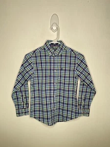 Izod Plaid Button Up Shirt Boys Size Small 8 Long Sleeve Collared Purple Green - Picture 1 of 4