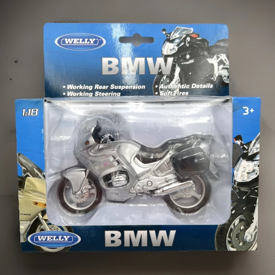 Welly BMW K1100RT Moto Die Cast Modelo 1:18 Plateado Detalles Auténticos Nuevo en Caja Foto 1 de 4