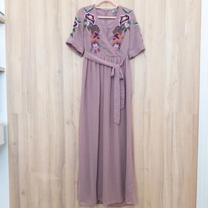 ASOS Womens Embroidered Maxi Dress Size 4 Pink Boho Romantic Cottage Soft Girl - Picture 1 of 8