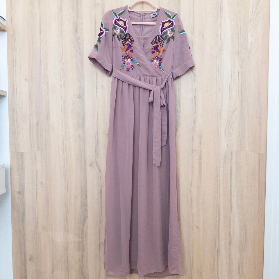 ASOS Womens Embroidered Maxi Dress Size 4 Pink Boho Romantic Cottage Soft Girl - Image 1 of 4