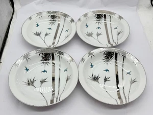 SET 4 CIOTOLE ZUPPIERA DI RISO PORCELLANA GIAPPONESE VINTAGE MODELLO KINGFISHER BAMBÙ - Foto 1 di 9