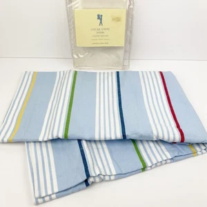 Pottery Barn Kids Oscar Striped Pillow Sham Standard Size Rainbow Blue White NEW - Picture 1 of 5