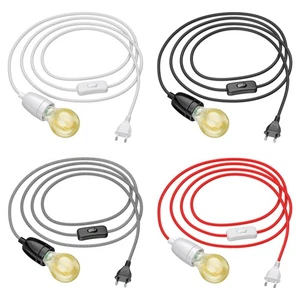 Textilkabel LEHA II mit Stecker, Schalter und E27 Porzellan-Fassung, weiß, 3m, - Bild 1 von 13