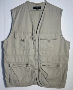 Chaleco de pesca de supervivencia Banana Republic para hombre talla pequeña de algodón caqui - Imagen 1 de 6