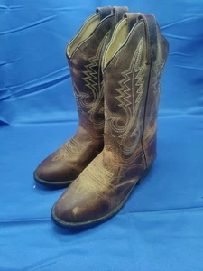 Smokey Mountain Cowboy Boots Unisex Youth Size 1 Embroidered R Style 3435C Brown - Picture 1 of 11