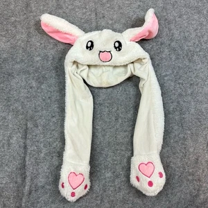 Rabbit Ears Movable Hat Cute Trendy Animal Bunny White Moving Ear Flapping - Picture 1 of 8