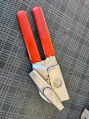 Vtg Swing-A-Way Hand Held Manual Can Bottle Opener Red Grip Handle Used - Image 1 of 4