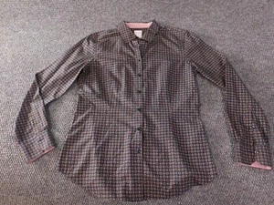 Brooks Brothers Womens Blouse 8 Blue geometric button up top casual - Picture 1 of 12
