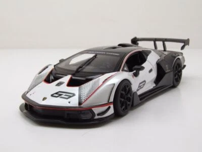 Lamborghini Essenza SCV12 Blanc Noir Maquette de Voiture 1:24 Bburago - Photo 1/4