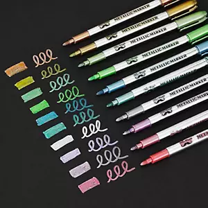 - Metallic Paint Markers, 10 Colors, Metallic Markers for Black Paper Pens to... - Picture 1 of 1