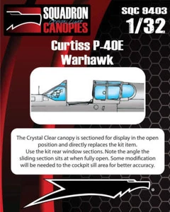 Squadron 1/32 Squadron Crystal Clear Canopy - Curtiss P-40E Warhawk (Revell) - Picture 1 of 1