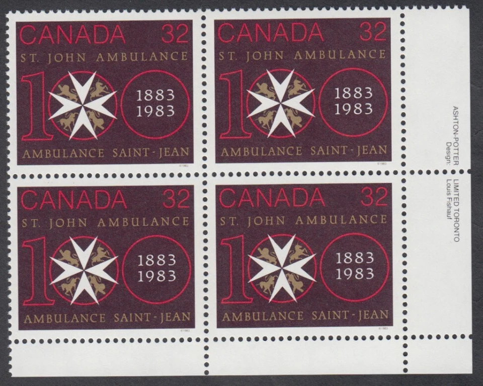 Canada - #980 St. John Ambulance Centenary Plate Block - MNH - Image 1 of 1