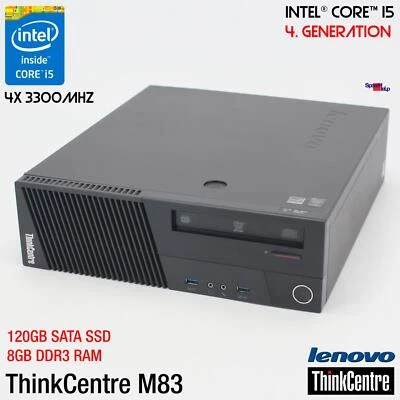 IBM LENOVO THINKCENTRE M83 10AJ I5 Computer PC 120GB SSD 8GB RS-232 Windows 10 - Image 1 of 4