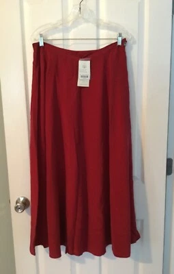 NUEVO CON ETIQUETAS FALDA LARGA DE SEDA LAURA ASHLEY TALLA 10 (UK 14) ROJO RUBÍ CREMALLERA LATERAL FALDA COMPLETA  Foto 1 de 4