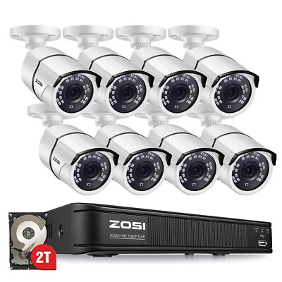 ZOSI HD 2MP DVR Security Camera Outdoor System Motion Detect 120ft Night Vision
