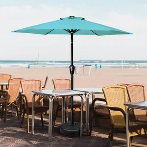 7.5' Patio Umbrella Outdoor Market Yard Umbrella with 6 Sturdy Ribs Turquoise - Picture 1 of 8