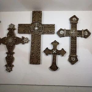 Juego de 4 cruces religiosas para colgar en la pared cristiana rústicas country western - Imagen 1 de 3