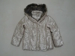 ❄️Faux Fur Gold Hooded Quilted Jacket Girls Size 10/12 - Picture 1 of 8
