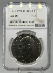 NGC MS66 1976-D $1 Type 2 Eisenhower "Ike" Dollar - Picture 1 of 2
