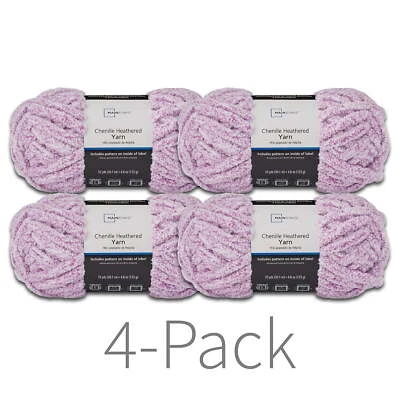 Mainstays Sper Bulky Chenille Heathered Yarn, Sweet Violet, 33 Yards, Pack of 4 - Image 1 of 4