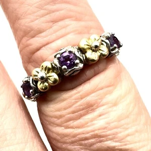 Barbara Bixby Womens Ring Band Amethyst Sterling Silver 18K Gold Size 9 - Picture 1 of 4