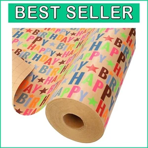 Jumbo 24x417" Birthday Wrapping Paper - 834 sq. ft. Celebratory Kraft Gift Wrap - Bild 1 von 9
