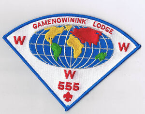 555 Gamenowink' Lodge 80s?  129x180mm Pie OA Neckerchief Patch Blue Brd