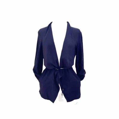 Jaqueta Zara Blogger Favorite azul marinho drapeada utilitária safári com bolsos tamanho pequeno - Imagem 1 de 4