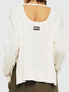 Diesel Damen M-Perla Oversized Pullover mit Ringdetails, elfenbein, Gr. XXS - Bild 1 von 12