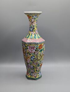 Chinese Eggshell Porcelain Famille Rose Vase, Dragons, Jingdezhen, 20th Century 