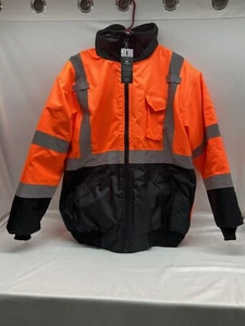 VENDACE Men’s ANSI Class 3 Reflective High Visibility Bomber Jacket With Hood. - Picture 1 of 4