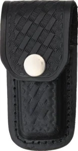 Cuchillo plegable vaina cuero negro en relieve diseño tejido de cesta se adapta a 3,5" 1142 - Imagen 1 de 1