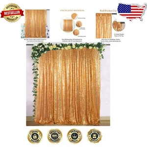 8ft x 8ft Gold Sequin Photo Booth Backdrop - Perfect for Weddings and Parties - Picture 1 of 9