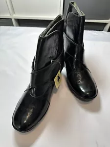 Fly London Black Shiny Patent Leather Wedge Heel Ankle Boots 9-9.5 - Picture 1 of 6