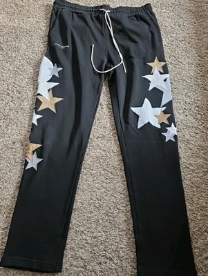 Lifted Anchors LA Sweat Pants Men's 3XL Black Star Trim Straight Leg /Runs Small - Image 1 of 4