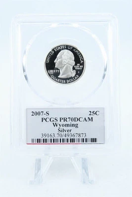 2007-S PCGS PR70DCAM Silver Wyoming State Quarter Proof 25C - Image 1 of 2
