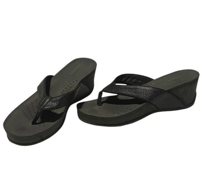 Sandalias Baretraps Gammie para mujer 8,5 negras tanga chanclas cuña cómodas Foto 1 de 4
