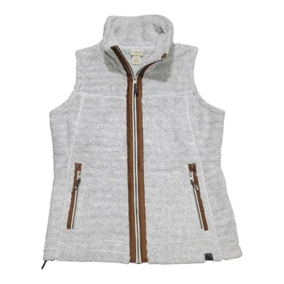 LL Bean Vest Women's LARGE Gray Sherpa Fleece Long Full Zip Pockets Outdoor - Image 1 of 4
