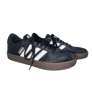 Adidas VL Court 2.0 schwarz weiß Streifen Leder Freizeit Turnschuhe Schuhe Größe 10 - Bild 1 von 12
