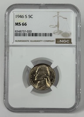 1946-S Jefferson Nickel Nickel NGC MS66 Brilliant Uncirculated Toned - Image 1 of 4