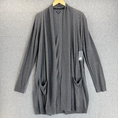 Splendid Womens Large Gray Knit Open Front Pockets Duster Cardigan Sweater NWT - Image 1 of 4