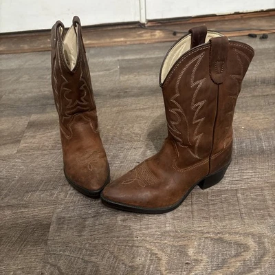 Justin Youth Botas Vaqueras/Vaqueras 2D Marrón Bay Cuero Occidental, HECHAS EN EE. UU. Foto 1 de 4