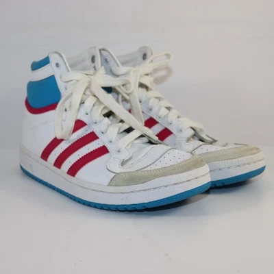 Vintage Adidas Top Ten Hi Sneakers Men 6 Women 8 White Red Blue Retro Basketball - Image 1 of 4
