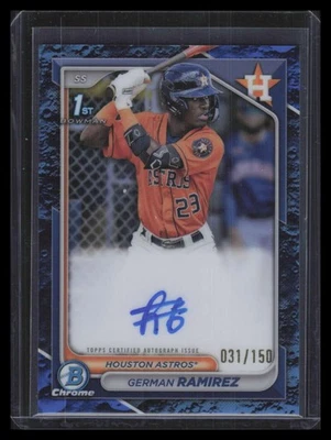 2024 Bowman Chrome Autographs Blue Lunar Refractor German Ramirez RC Auto 31/150 - Image 1 of 2