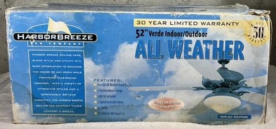 Harbor Breeze 52” Verde All Weather Ceiling Fan 3-Speed Reversible 5 Blade NEW - Image 1 of 4