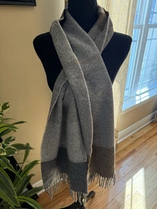 Bufanda a cuadros Foxford Woolen Mills irlandesa 100 % lana de cordero gris/bronceado bloques de colores nueva con etiquetas - Imagen 1 de 8