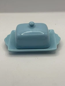 Ceramic Half Stick Butter Dish Cream Cheese Anthropologie By Biscuit Baby Blue - Picture 1 of 10