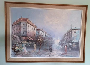 Caroline Burnett Vintage Impressionst Signed Oil Painting Parisian Street Scene - Picture 1 of 10